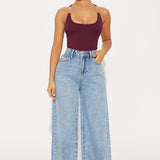 Camisa Top Silver Lining Invisible Strap Ribbed - Ciruela