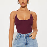 Camisa Top Silver Lining Invisible Strap Ribbed - Ciruela