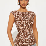 Camisa Top Lotie Boat Neck Leopard - Leopardo