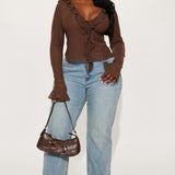 Camisa Top Brooklyn Long Sleeve Ruffle - Chocolate