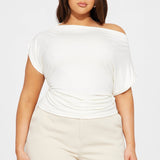 Camisa Top Eva Effortless One Shoulder - Marfil