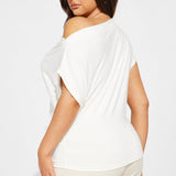 Camisa Top Eva Effortless One Shoulder - Marfil