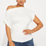 Camisa Top Eva Effortless One Shoulder - Marfil