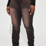 Pantalón De Mezclilla Ajustado Con Stretch Cutting Ties Tinted Stacked - Moca
