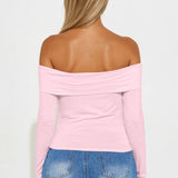 Camisa Top Royal Off Shoulder Lace Up - Rosa
