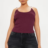 Camisa Top Silver Lining Invisible Strap Ribbed - Ciruela