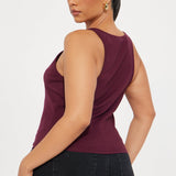 Camisa Top Silver Lining Invisible Strap Ribbed - Ciruela