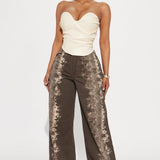 Camisa Top Catching Looks Faux Leather - Crema