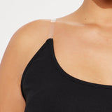 Camisa Top Silver Lining Invisible Strap Ribbed - Negro