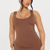 Vestido Midi Double Scoop - Castaño