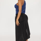 Camisa Top Venus Ruched Long Sleeve One Shoulder - Azul Marino