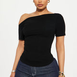 Camisa Top Eva Effortless One Shoulder - Negro