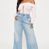 Camisa Top Royal Off Shoulder Lace Up - Rosa
