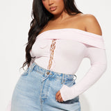 Camisa Top Royal Off Shoulder Lace Up - Rosa