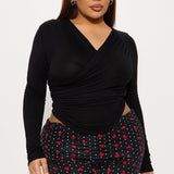 Camisa Top Dove Long Sleeve Surplice - Negro