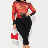 Camisa Top Romantic Night Mesh Off Shoulder - Negro/Combinado