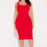 Vestido Midi Double Scoop - Rojo