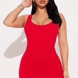 Vestido Midi Double Scoop - Rojo
