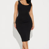 Vestido Midi Double Scoop - Negro