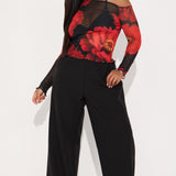 Camisa Top Romantic Night Mesh Off Shoulder - Negro/Combinado