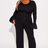 Camisa Top Brilliant Class Long Sleeve Textured - Negro