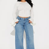Camisa Top Brilliant Class Long Sleeve Textured - Marfil