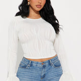 Camisa Top Brilliant Class Long Sleeve Textured - Marfil