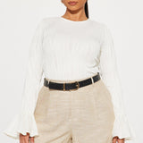 Camisa Top Brilliant Class Long Sleeve Textured - Marfil