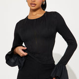 Camisa Top Brilliant Class Long Sleeve Textured - Negro