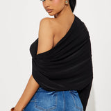 Camisa Top Make An Effort One Shoulder - Negro