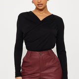 Camisa Top Dove Long Sleeve Surplice - Negro