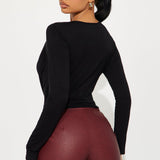 Camisa Top Dove Long Sleeve Surplice - Negro