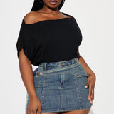 Camisa Top Eva Effortless One Shoulder - Negro