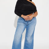 Camisa Top Make An Effort One Shoulder - Negro