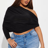 Camisa Top Make An Effort One Shoulder - Negro