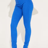 Pantalón De Mezclilla Ajustado Tiro Alto Classic Color - Azul