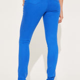 Pantalón De Mezclilla Ajustado Tiro Alto Classic Color - Azul