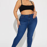 Pantalón De Mezclilla Ajustado Con Stretch Vibe Check Curvy - Deslavado Oscuro