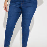 Pantalón De Mezclilla Ajustado Con Stretch Vibe Check Curvy - Deslavado Oscuro