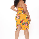Vestido Midi Body Moves - Mustard Floral