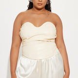 Camisa Top Catching Looks Faux Leather - Crema