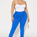 Pantalón De Mezclilla Ajustado Tiro Alto Classic Color - Azul