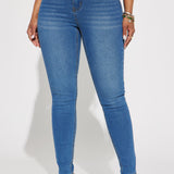 Pantalón De Mezclilla Ajustado Con Stretch Vibe Check Curvy - Deslavado Medio