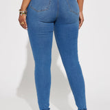 Pantalón De Mezclilla Ajustado Con Stretch Vibe Check Curvy - Deslavado Medio