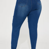 Pantalón De Mezclilla Ajustado Con Stretch Back It Up Ripped Booty Lifting - Deslavado Oscuro