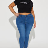 Pantalón De Mezclilla Ajustado Con Stretch Vibe Check Curvy - Deslavado Medio