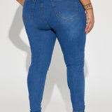 Pantalón De Mezclilla Ajustado Con Stretch Vibe Check Curvy - Deslavado Medio