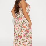 Vestido Maxi Floral High Slit - Bronceado