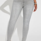 Pantalón de Mezclilla Ajustado Tiro Alto Con Stretch Madrid Booty Lifting - Gris