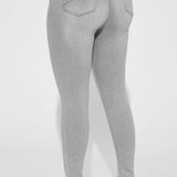 Pantalón de Mezclilla Ajustado Tiro Alto Con Stretch Madrid Booty Lifting - Gris